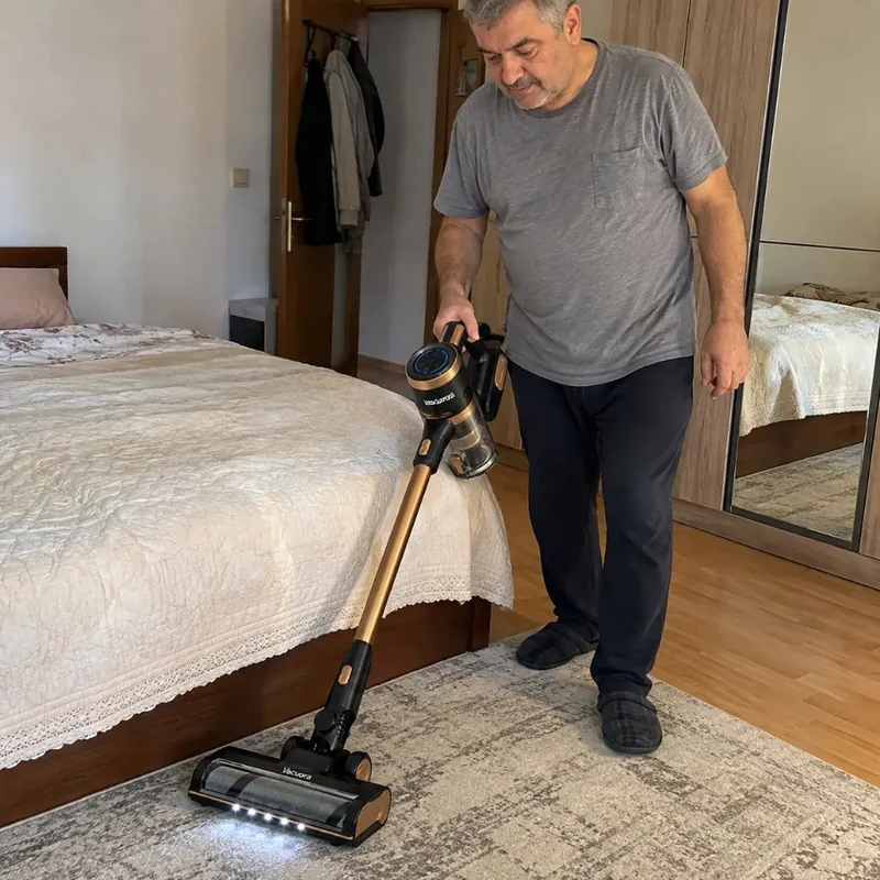 Vacuora senza fili sotto il letto con testina LED